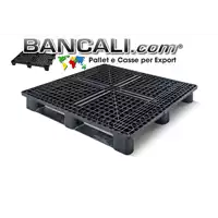 Foto articolo dell\'articolo Bancale 100x120 cm, plastica grigliata rettangolare, 3 slitte, medie portate, tara 17 kg.