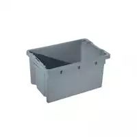 Foto articolo dell\'articolo Cassetta plastica 600x400h300 mm PP alimenti, grigio chiaro, fondo chiuso, 2 Kg.