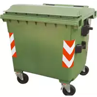 Foto articolo dell\'articolo Cassone rifiuti 1100 L, plastica, raccolta differenziata, 4 ruote gomma piena, tara 65 kg.
