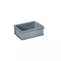 Foto articolo dell\'articolo Contenitore robusto 400x300x140 mm, plastica atossica, 12 L, 2 maniglie, tara 0,6 kg.