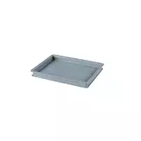 Foto articolo dell\'articolo Contenitore robusto 400x300x40 mm, plastica atossica, 3 L, sovrapponibile, 2 maniglie, tara 0,4 kg.